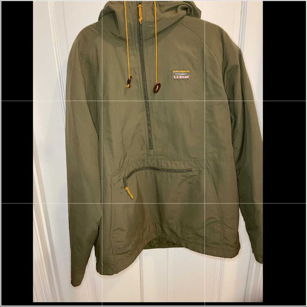 Men’s L.L. Bean Mountain Classic Insulated Anorak, Large Regular, Olive Green